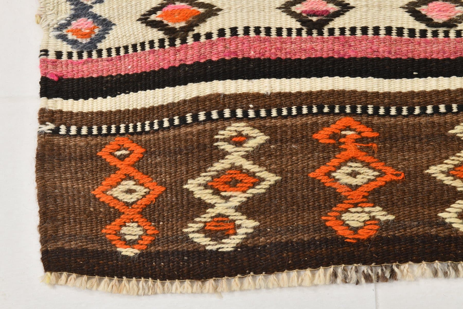 Kilim 66x262 cm, brown, wool, 1970s - 214378