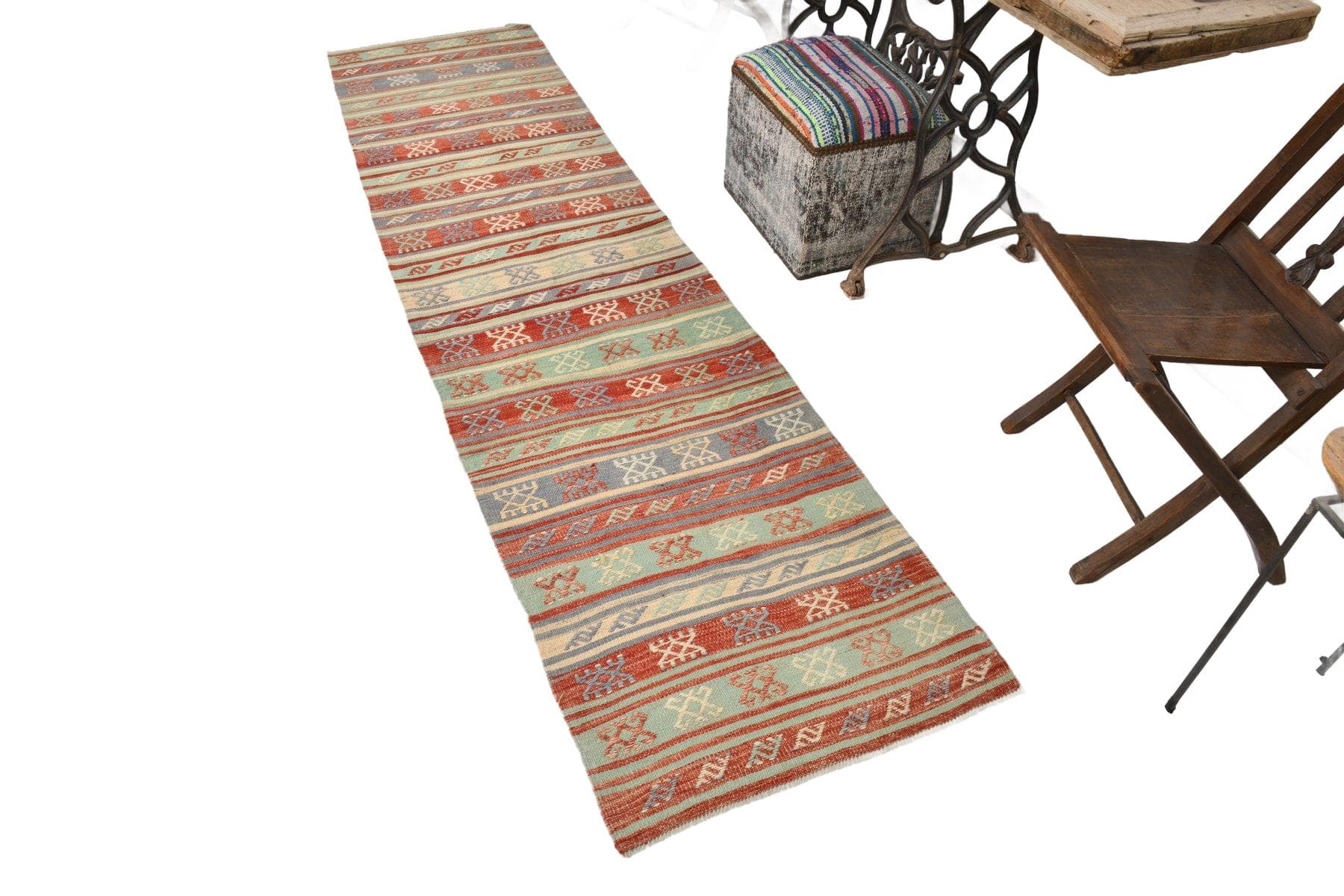 Chodnik 284x71 cm, pomarańczowy, wełna, lata 60. - 214360