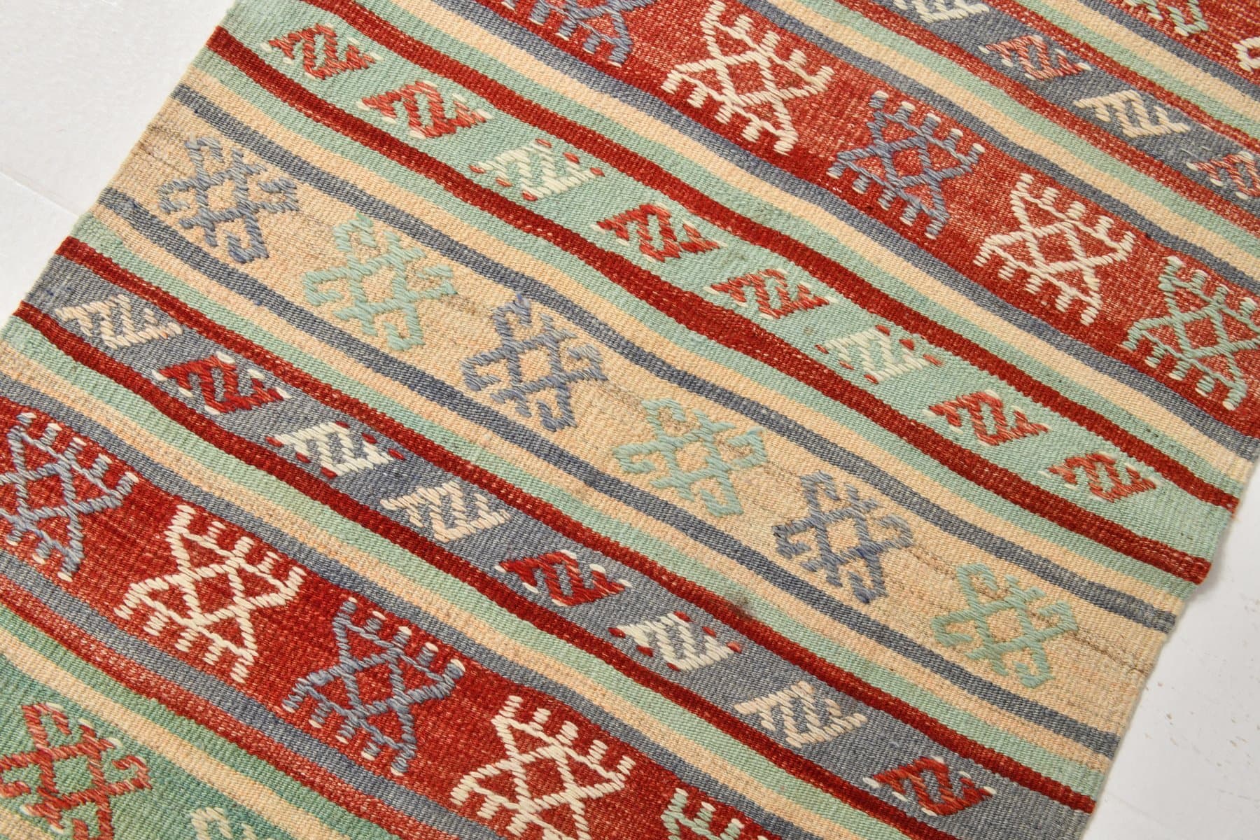 Chodnik 284x71 cm, pomarańczowy, wełna, lata 60. - 214364