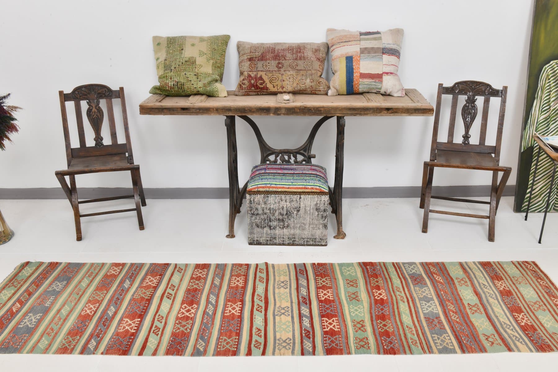 Chodnik 284x71 cm, pomarańczowy, wełna, lata 60. - 214363