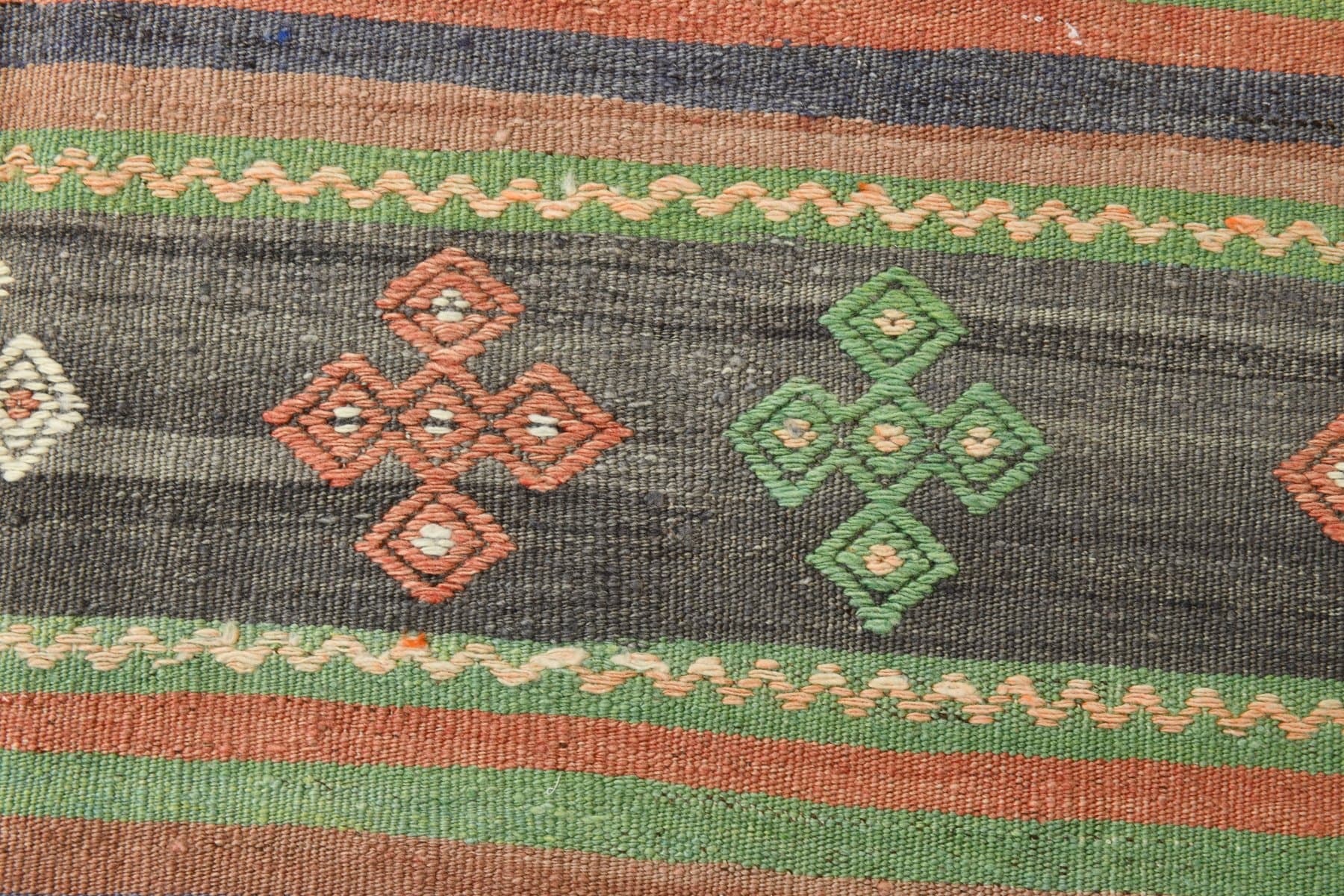 Kilim 165x263 cm, fioletowy, zielony, wełna, lata 70. - 214357
