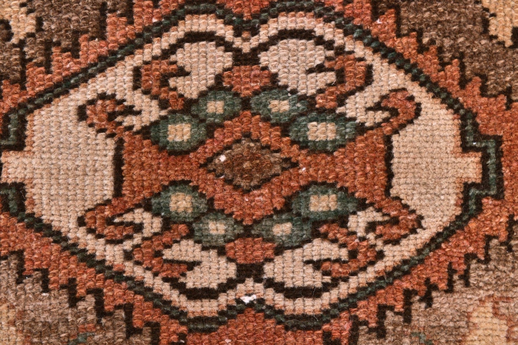Runner 388x91 cm, brown, wool, 1960s - 214330