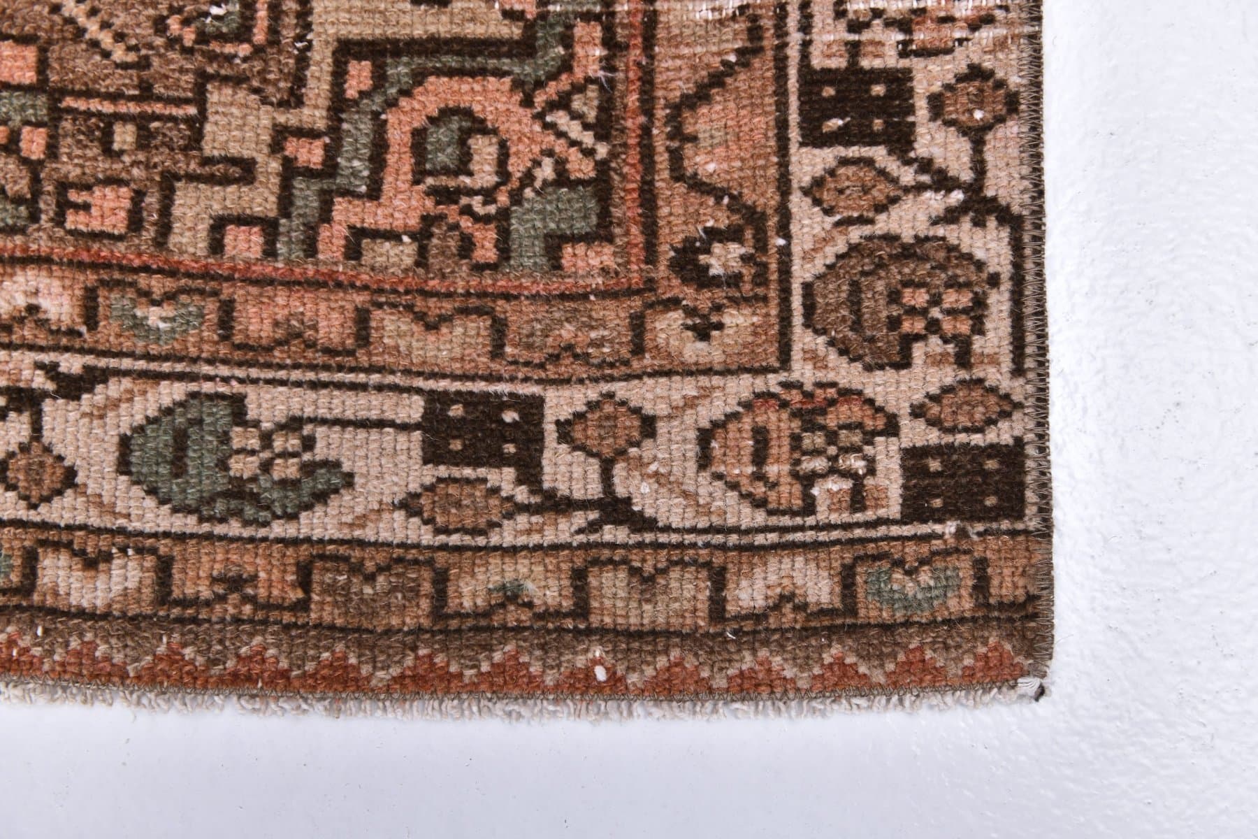 Runner 388x91 cm, brown, wool, 1960s - 214333