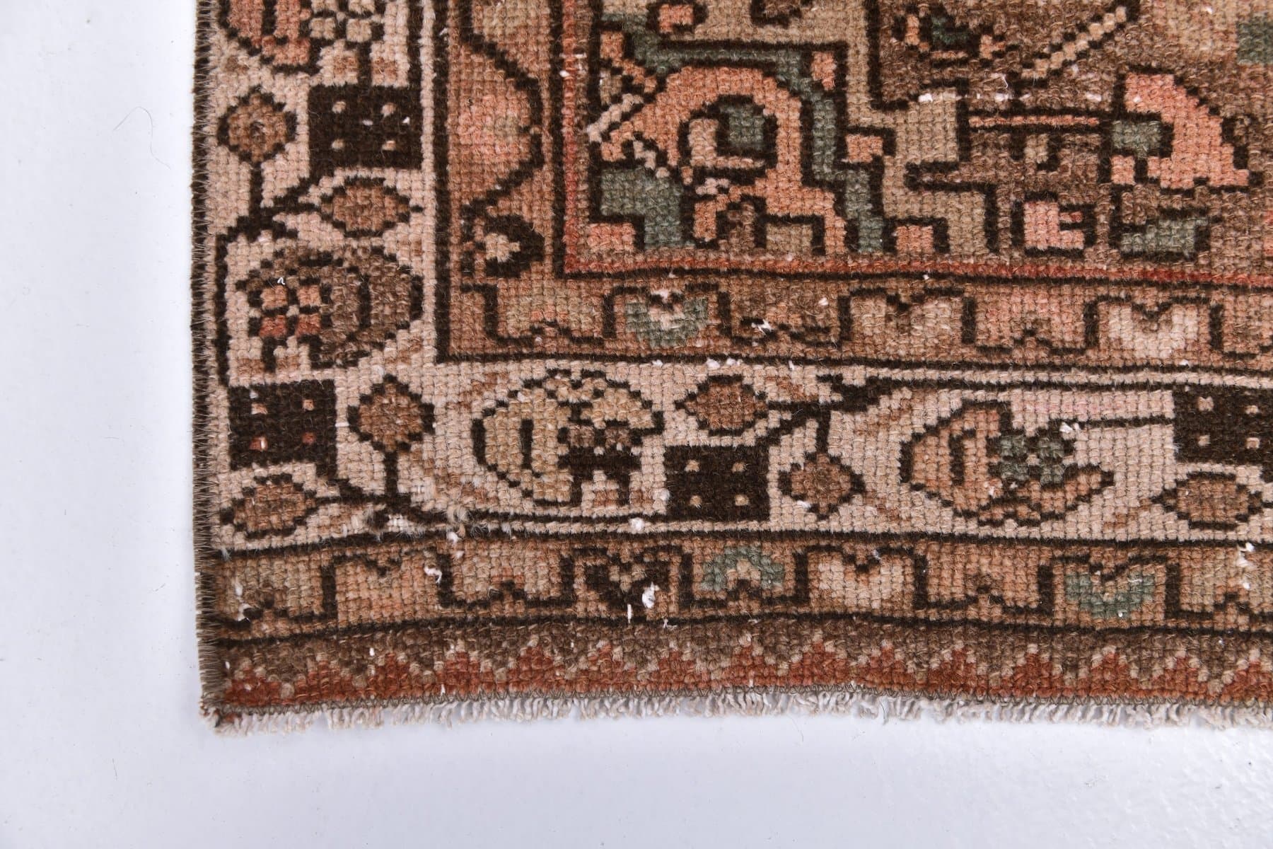 Runner 388x91 cm, brown, wool, 1960s - 214329