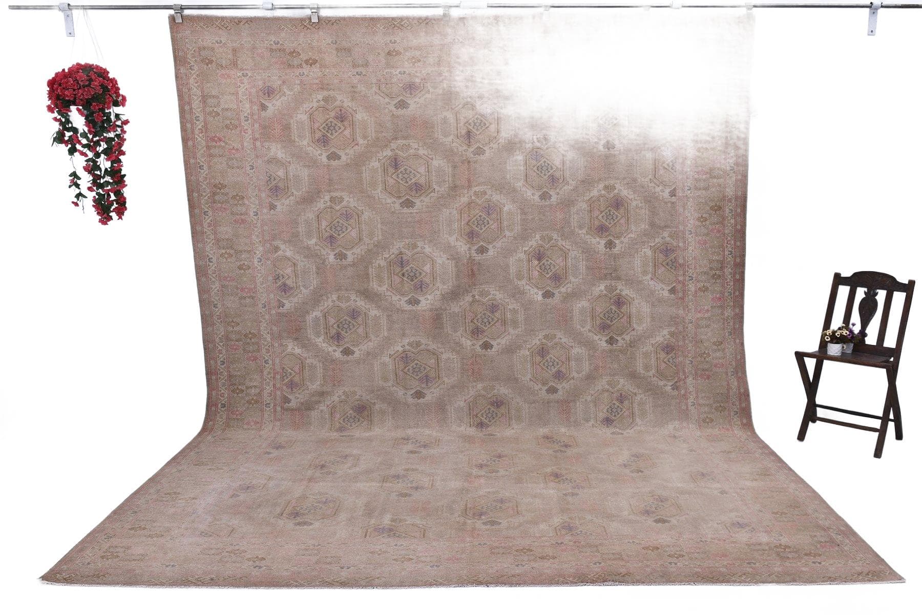 Rug 378x299 cm, beige, wool, 1960s - 214303