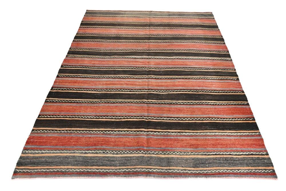 Kilim 234x170 cm, czerwony, wełna, Turcja, lata 70.