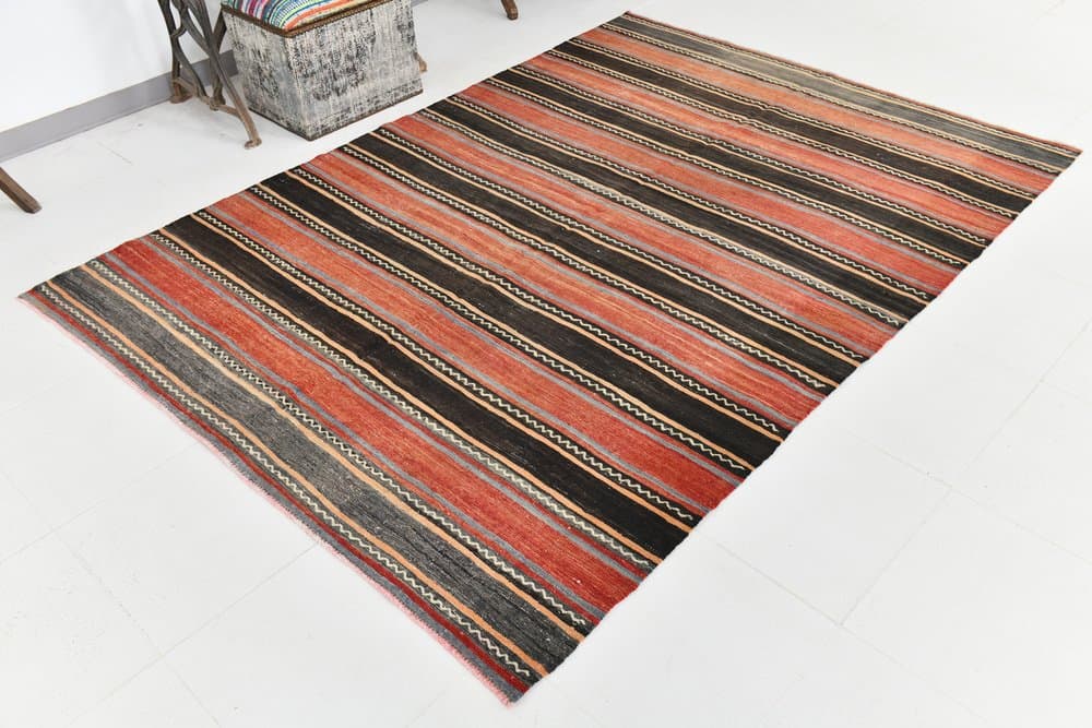 Kilim 234x170 cm, czerwony, wełna, Turcja, lata 70. - 214282