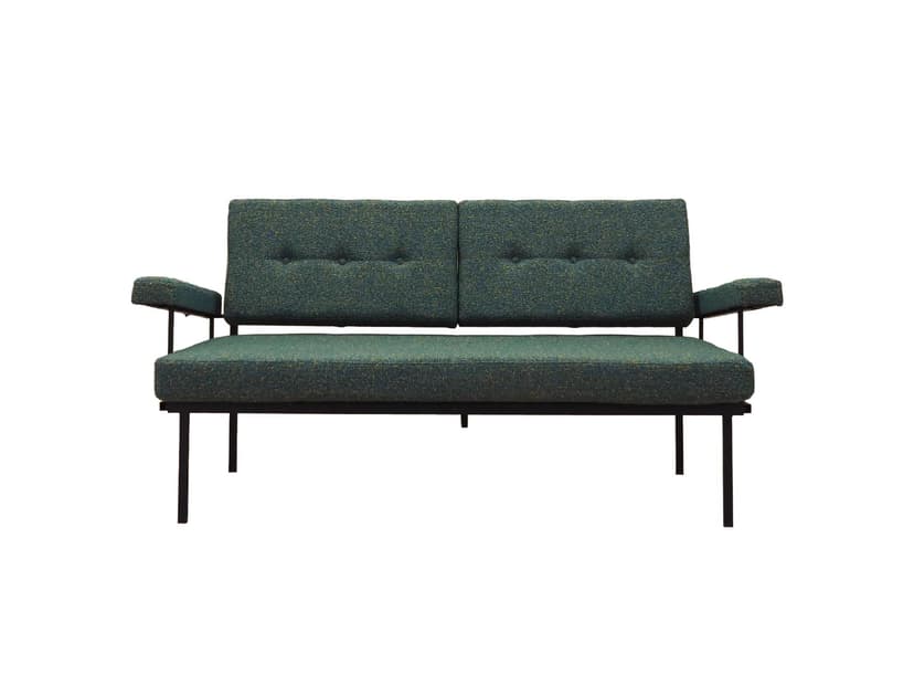 Sofa rozkładana, zielony melanż, metal czarny, Włochy, lata 70.