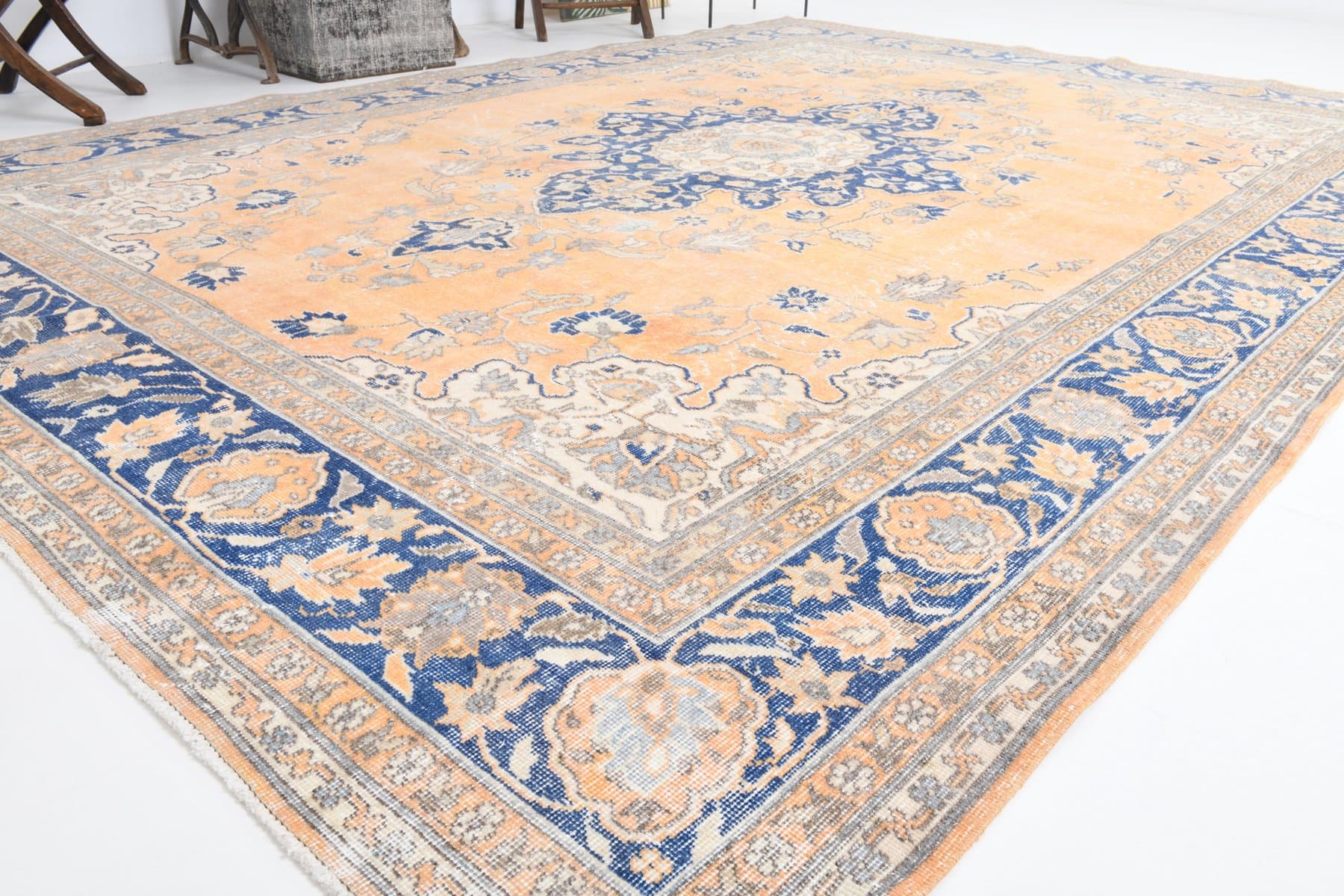 Rug 356x258 cm, beige, wool, 1970s - 214252