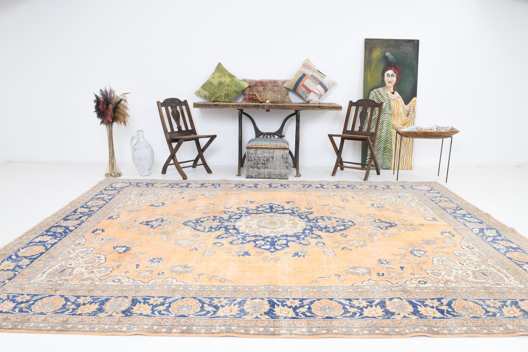 Rug 356x258 cm, beige, wool, 1970s - 214253