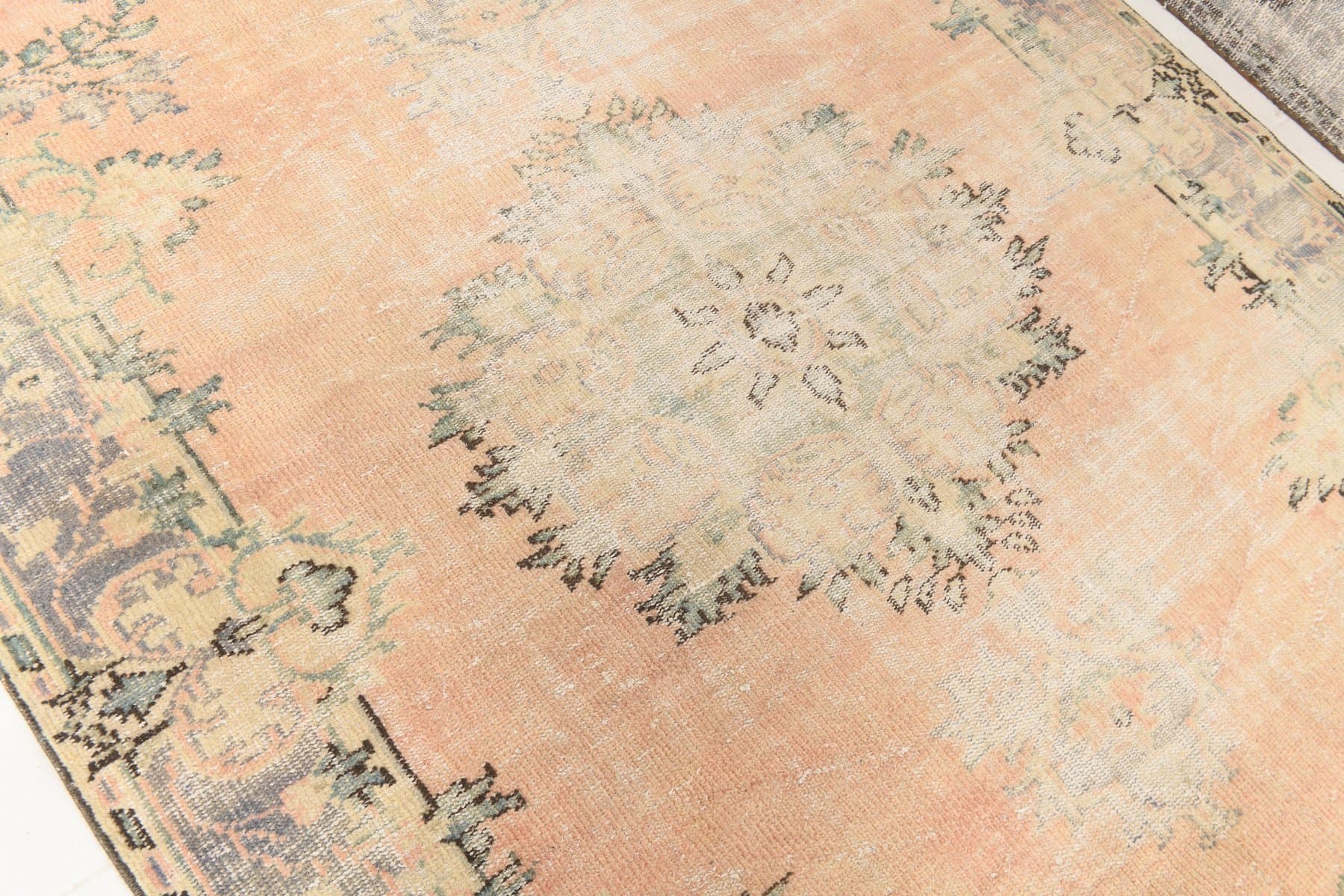 Dywan 185x261 cm, beżowy, niebieski, wełna, lata 70. - 214180