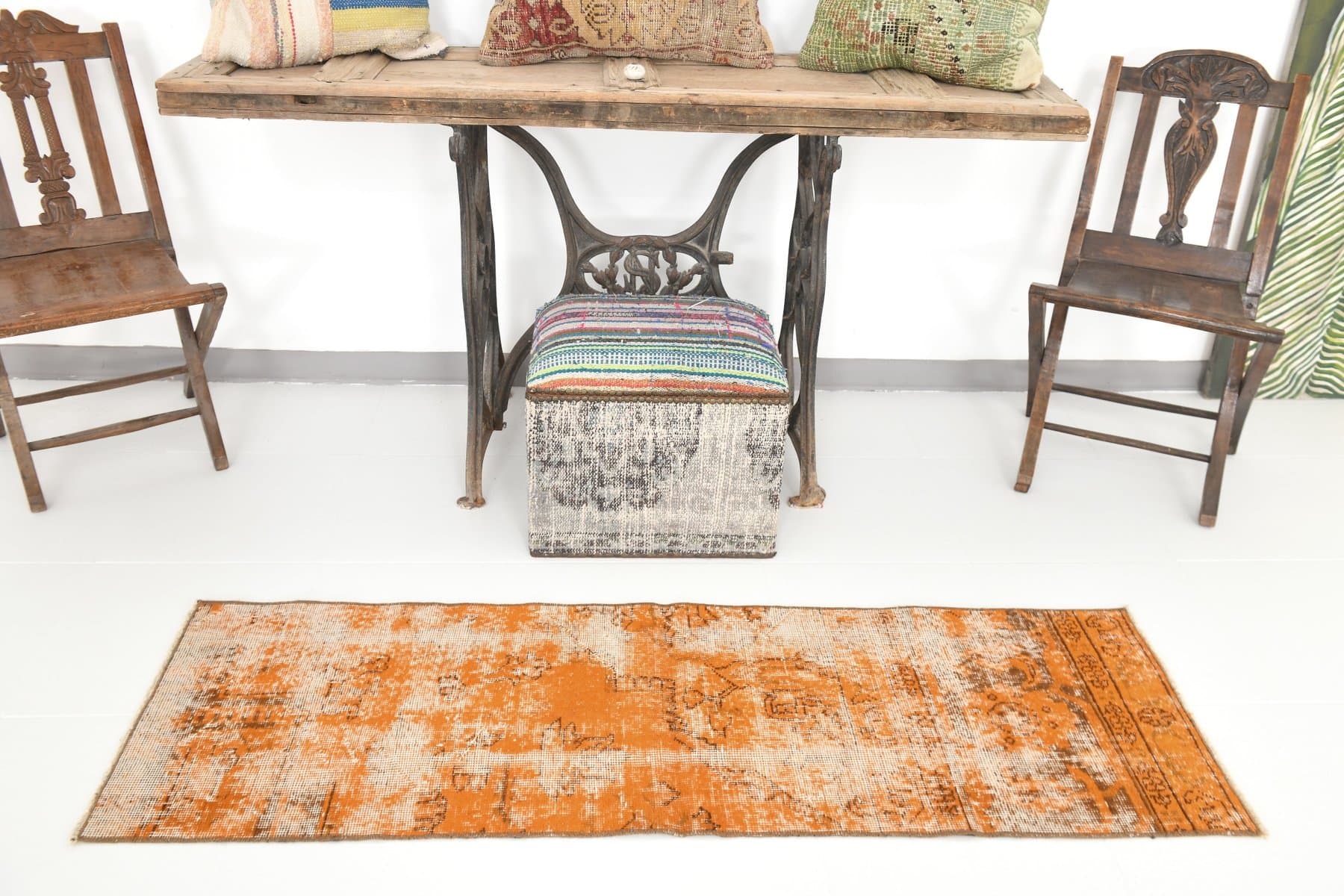 Rug 165x53 cm, Orange, Wool, 1960s - 214463