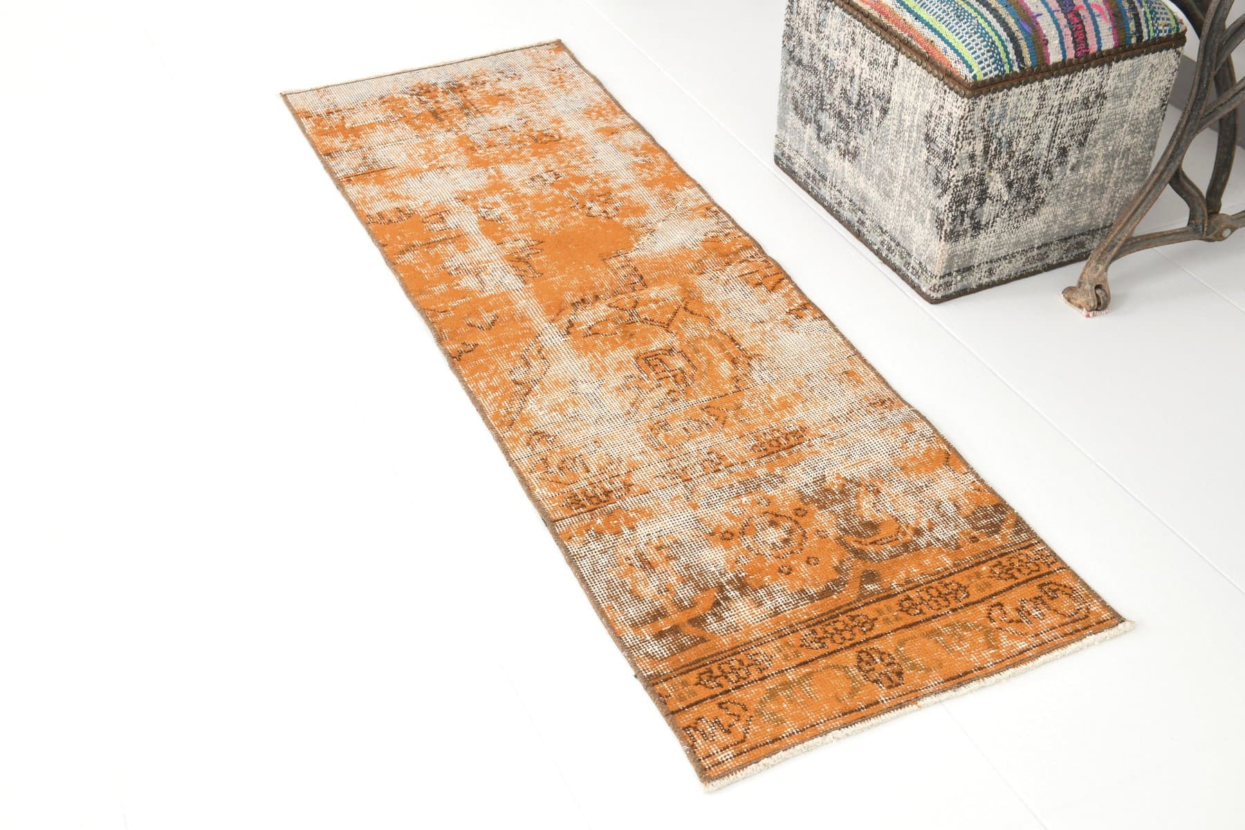 Rug 165x53 cm, Orange, Wool, 1960s - 214462