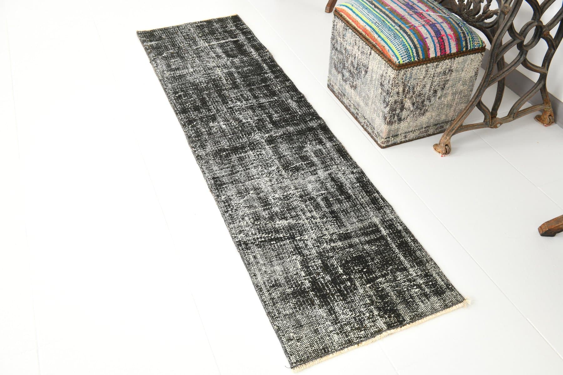 Runner 194x54 cm, grey, wool, 1970s - 214458