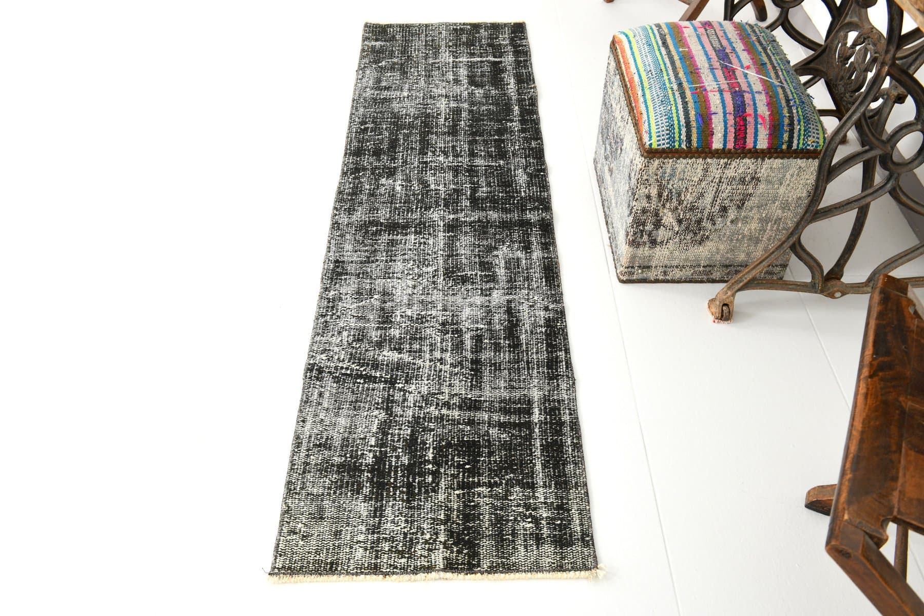 Runner 194x54 cm, grey, wool, 1970s - 214450