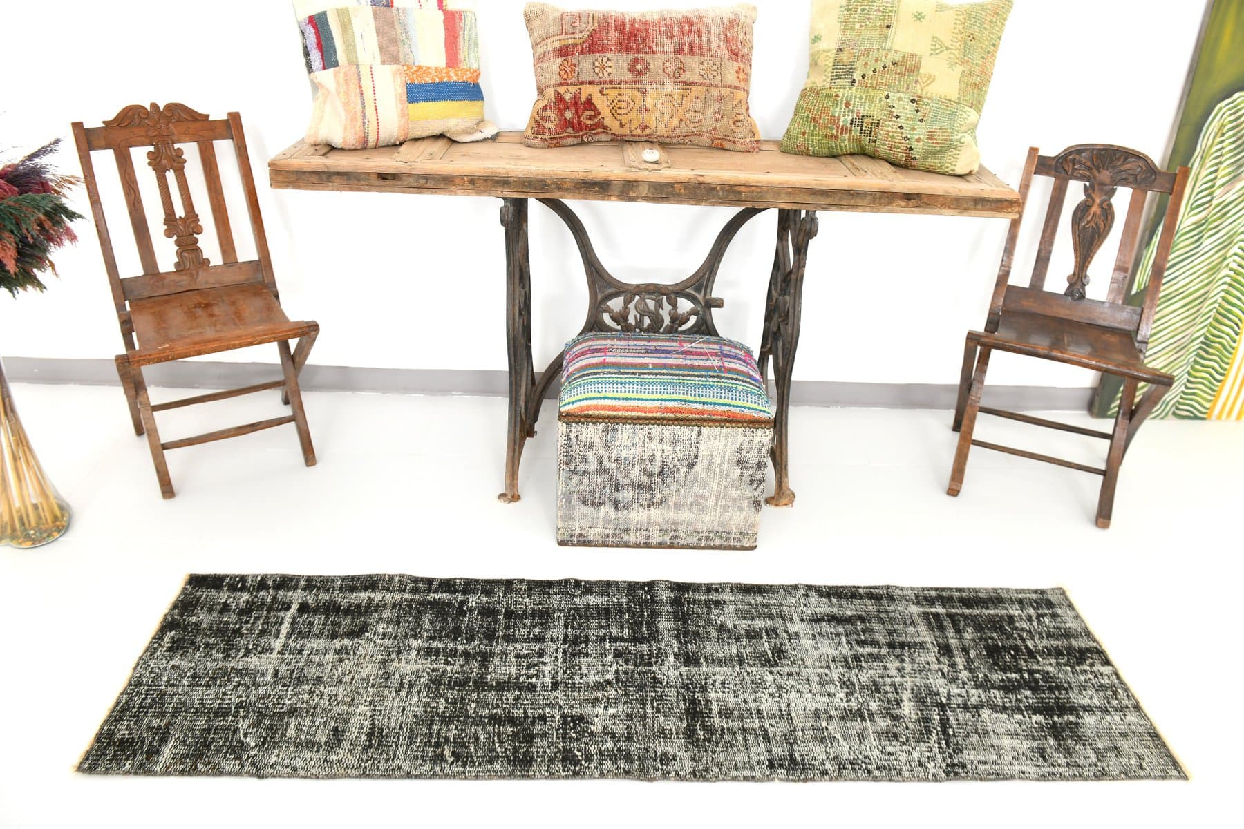 Runner 194x54 cm, grey, wool, 1970s - 214451