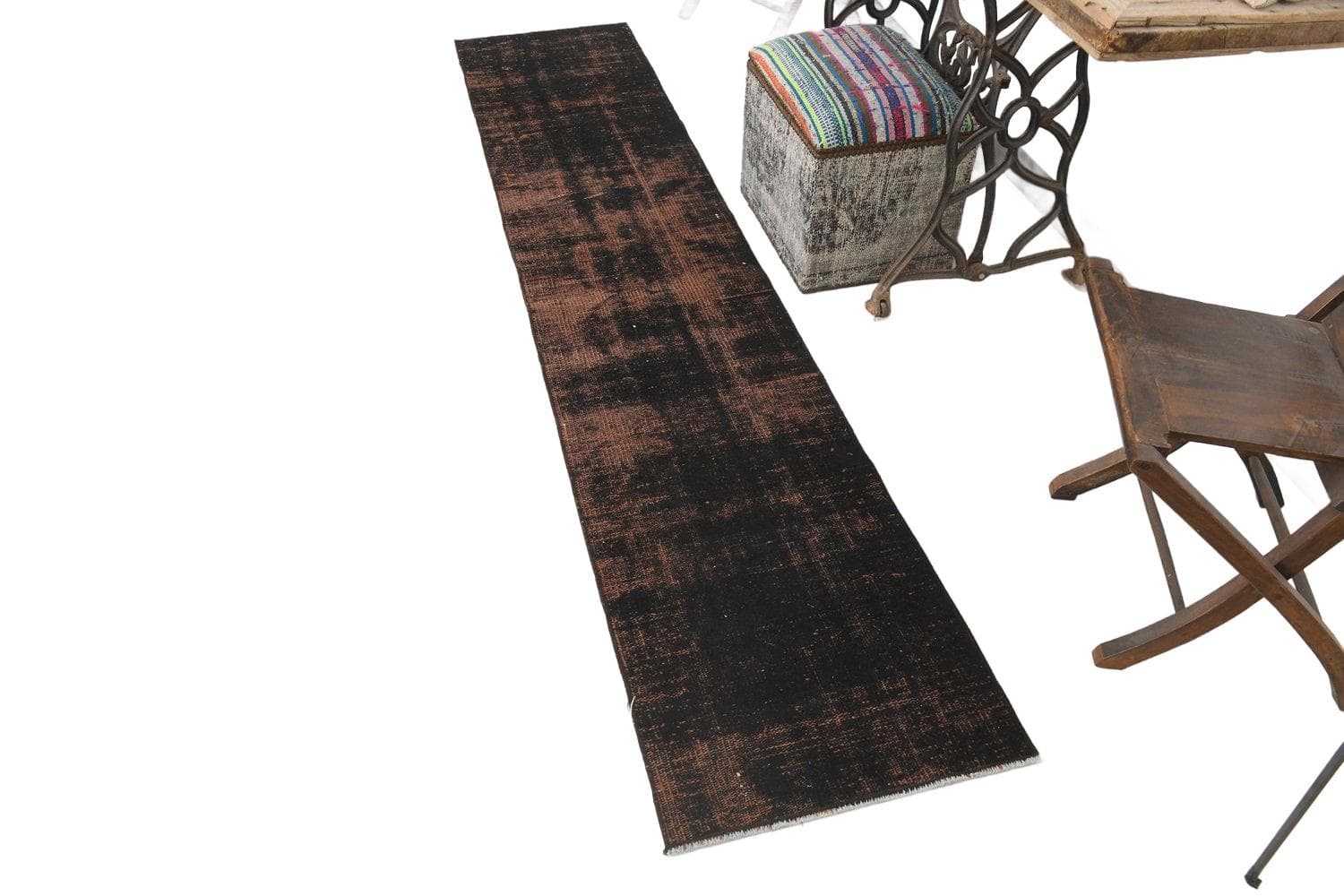 Runner 272x55 cm, black, wool, 1970s - 214492