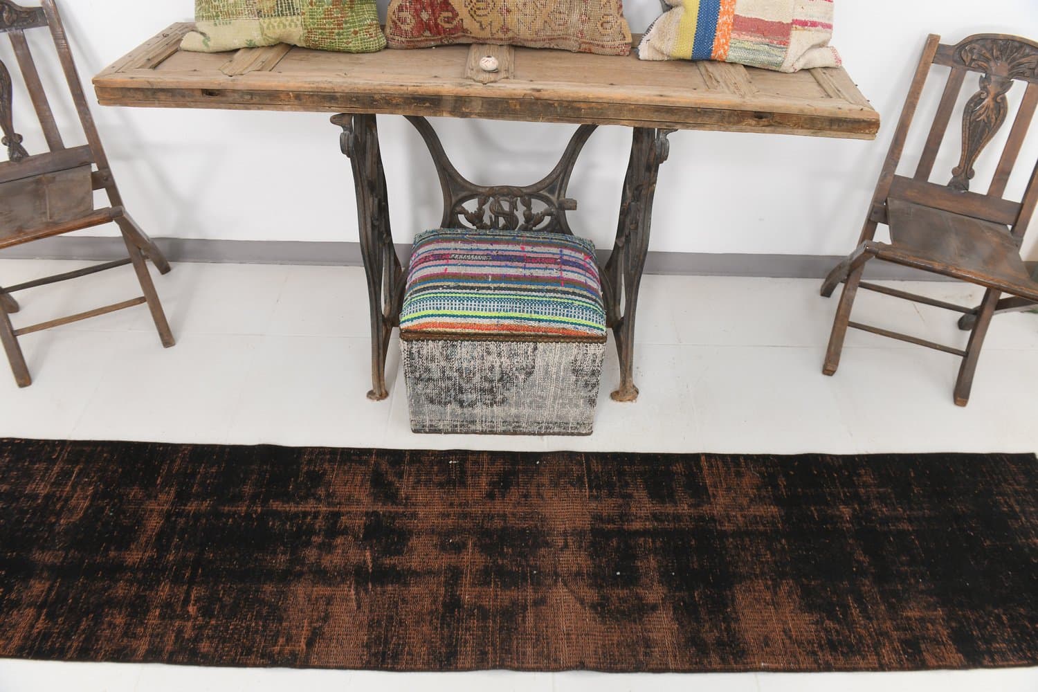 Runner 272x55 cm, black, wool, 1970s - 214494