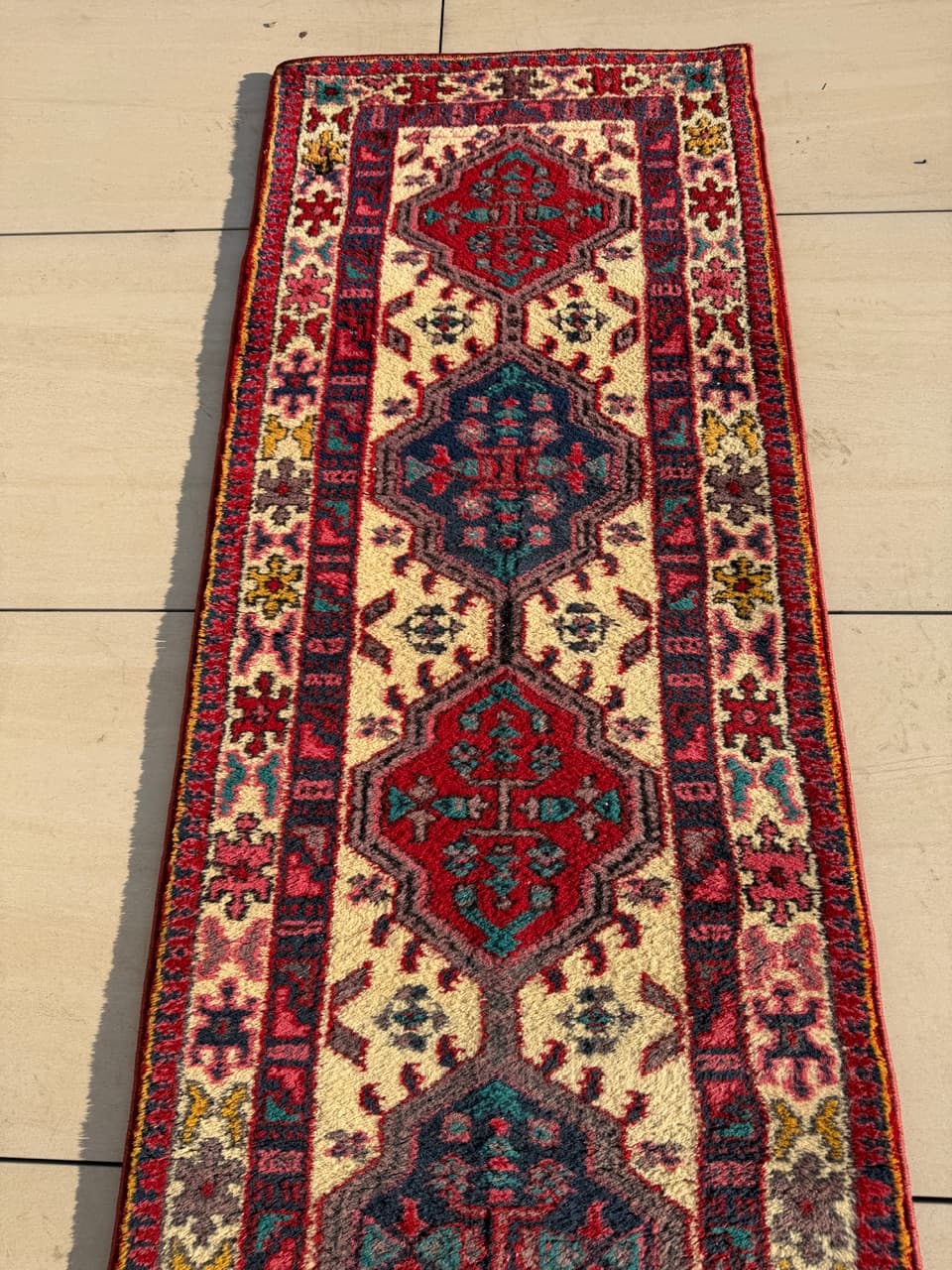 Chodnik Hamadan, multikolor, wełna, Indie, lata 90. - 214514