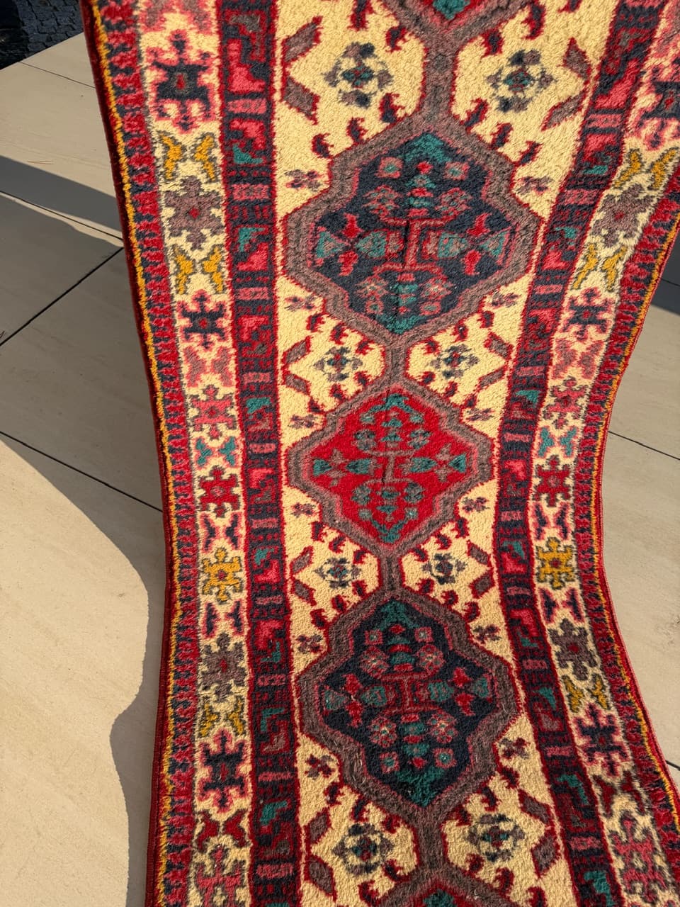 Chodnik Hamadan, multikolor, wełna, Indie, lata 90. - 214503