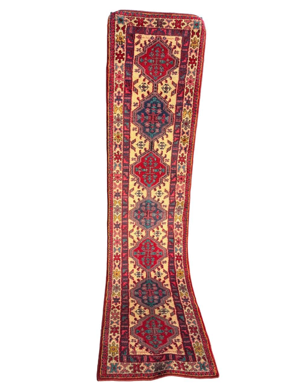 Chodnik Hamadan, multikolor, wełna, Indie, lata 90.