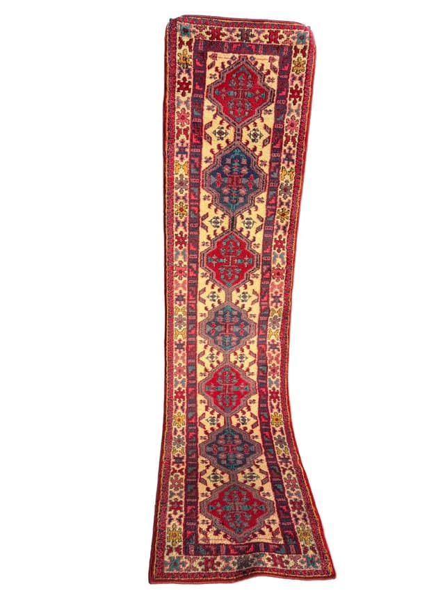 Chodnik Hamadan, multikolor, wełna, Indie, lata 90. - WYMIARY