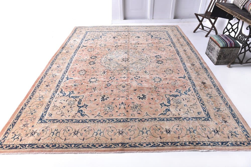 Dywan 382x297 cm, beżowy, wełna, Turcja, lata 50. - 214836