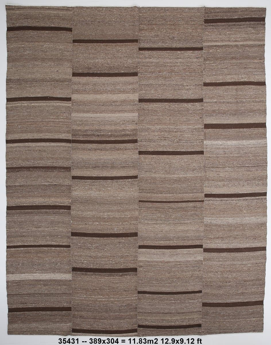 Kilim 389x304 cm, brown, wool, 1970s - 214752