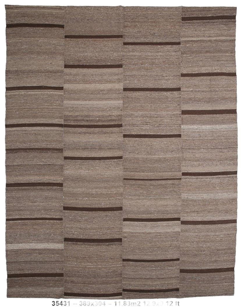 Kilim 389x304 cm, brown, wool, 1970s