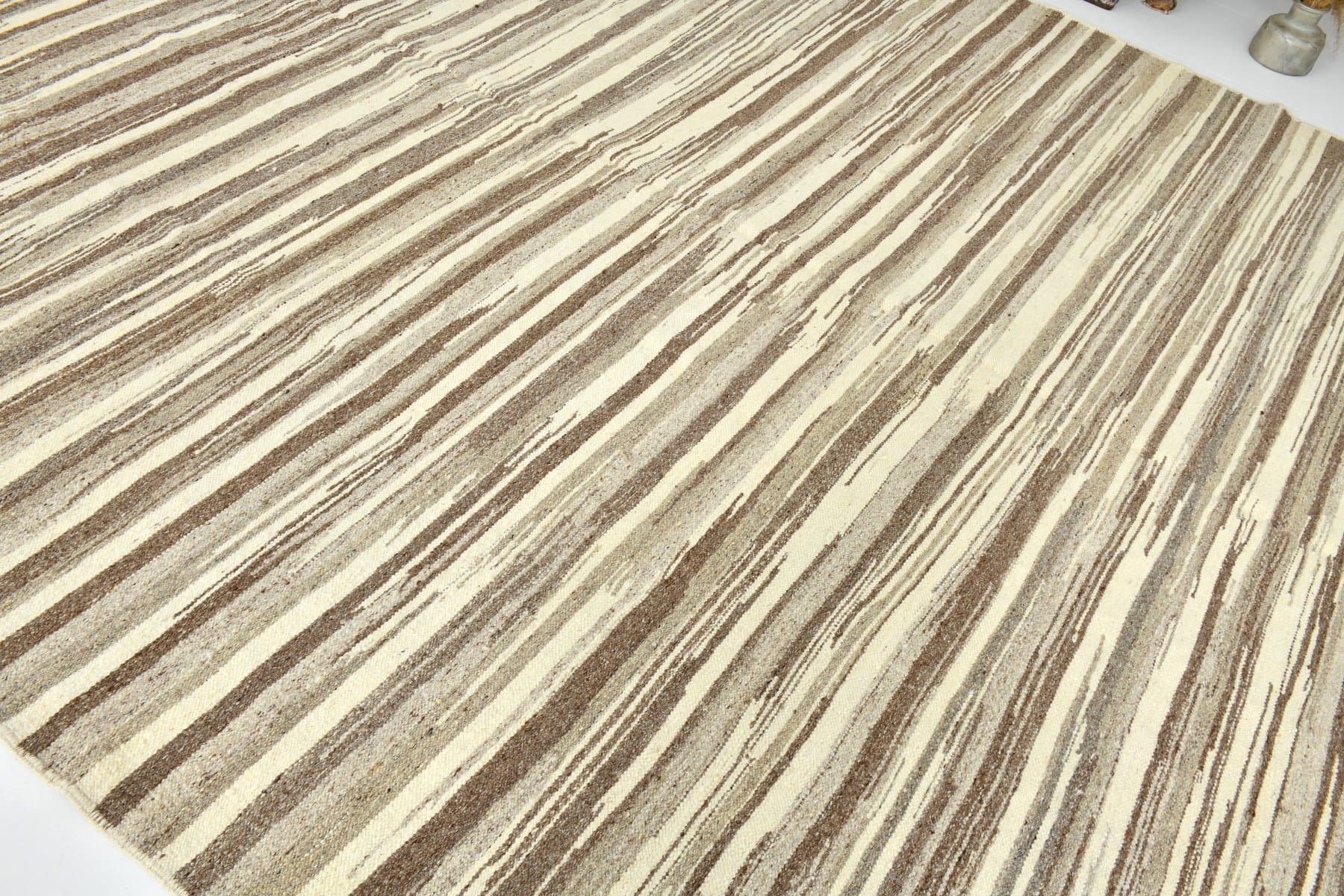 Kilim 359x265 cm, beżowy, wełna, lata 70. - 214743