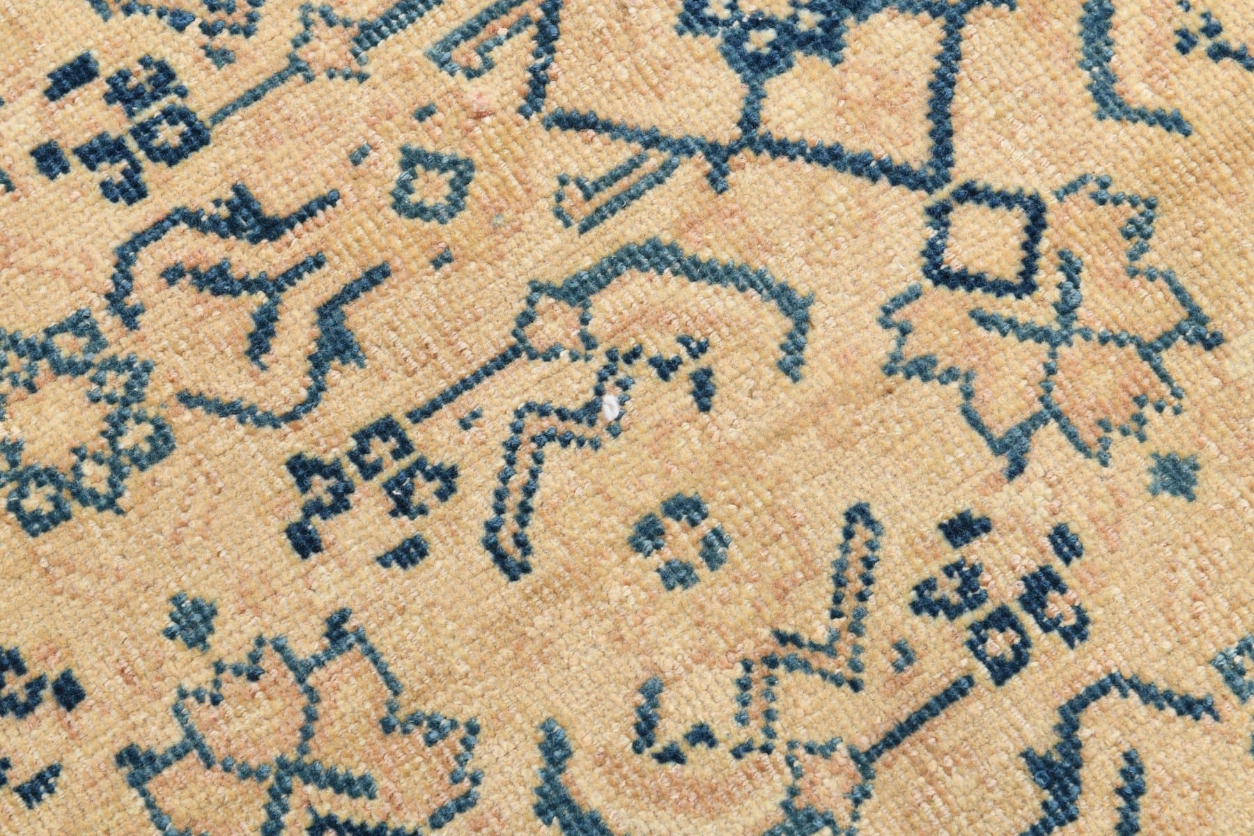 Chodnik 282x80 cm, beżowy, granatowy, wełna, lata 40. - 214732