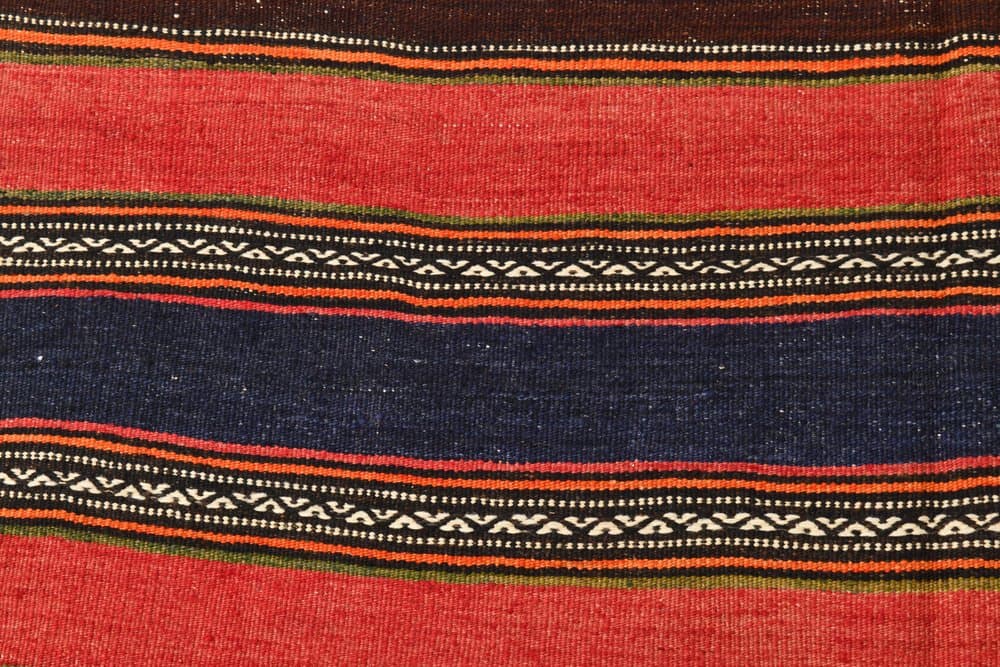 Kilim 245x139 cm, brązowy, czerwony, wełna, lata 70. - 214682