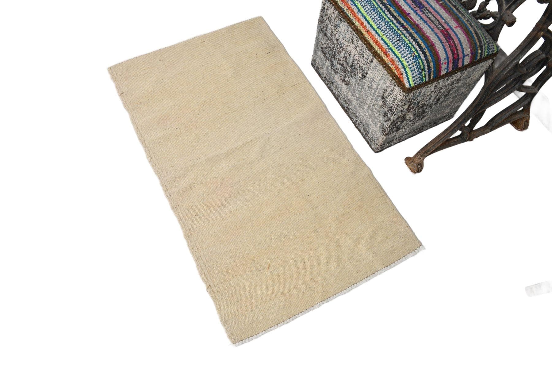 Kilim 113x66 cm, beżowy, wełna, lata 70. - 214642