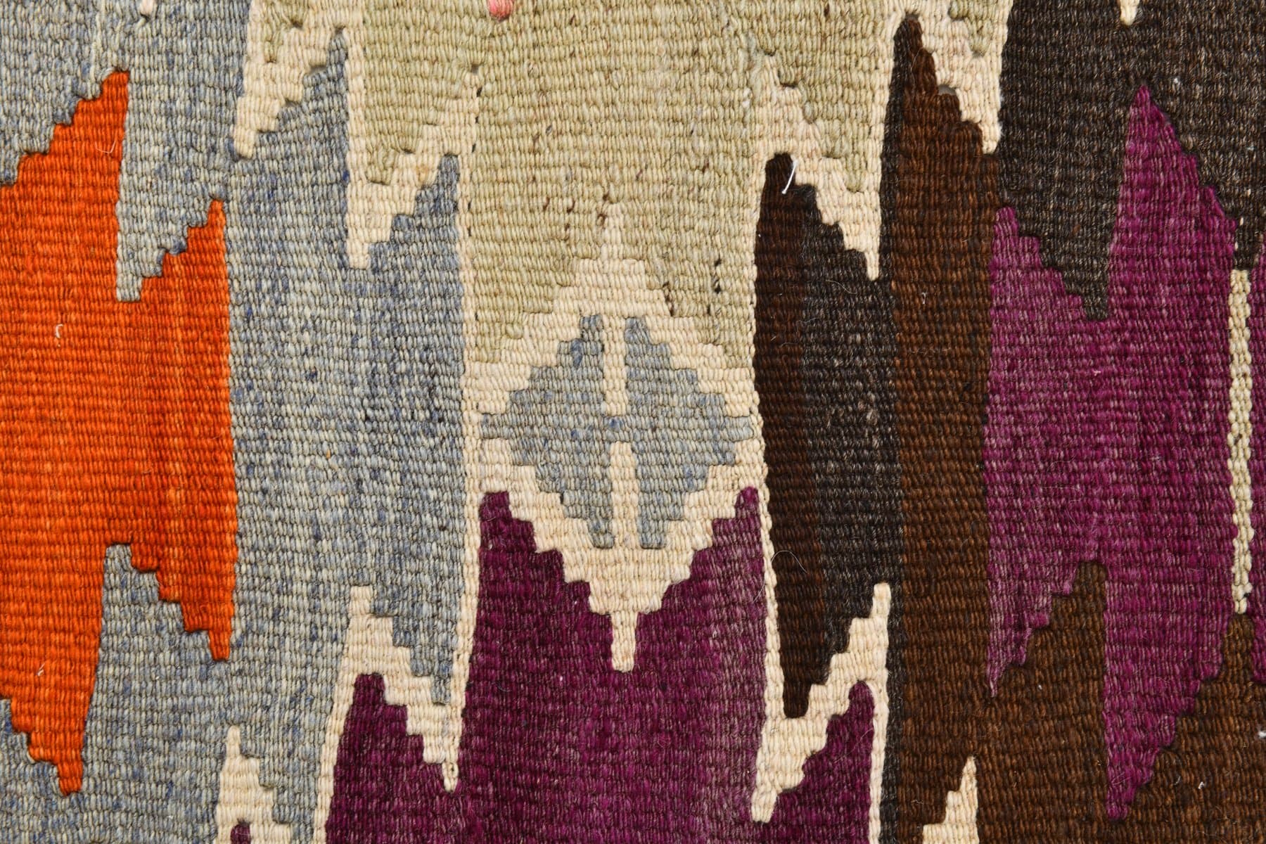 Kilim 166x306 cm, pomarańczowy, brązowy, wełna, lata 70. - 214637