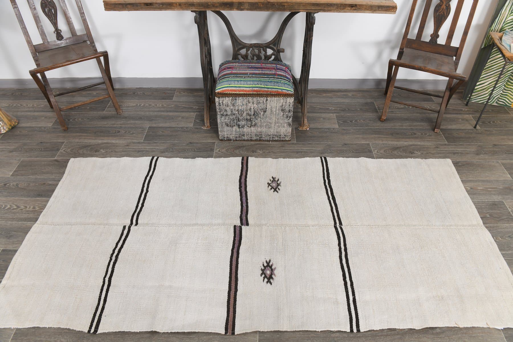 Kilim 105x235 cm, beige, hemp, 1970s - 214610