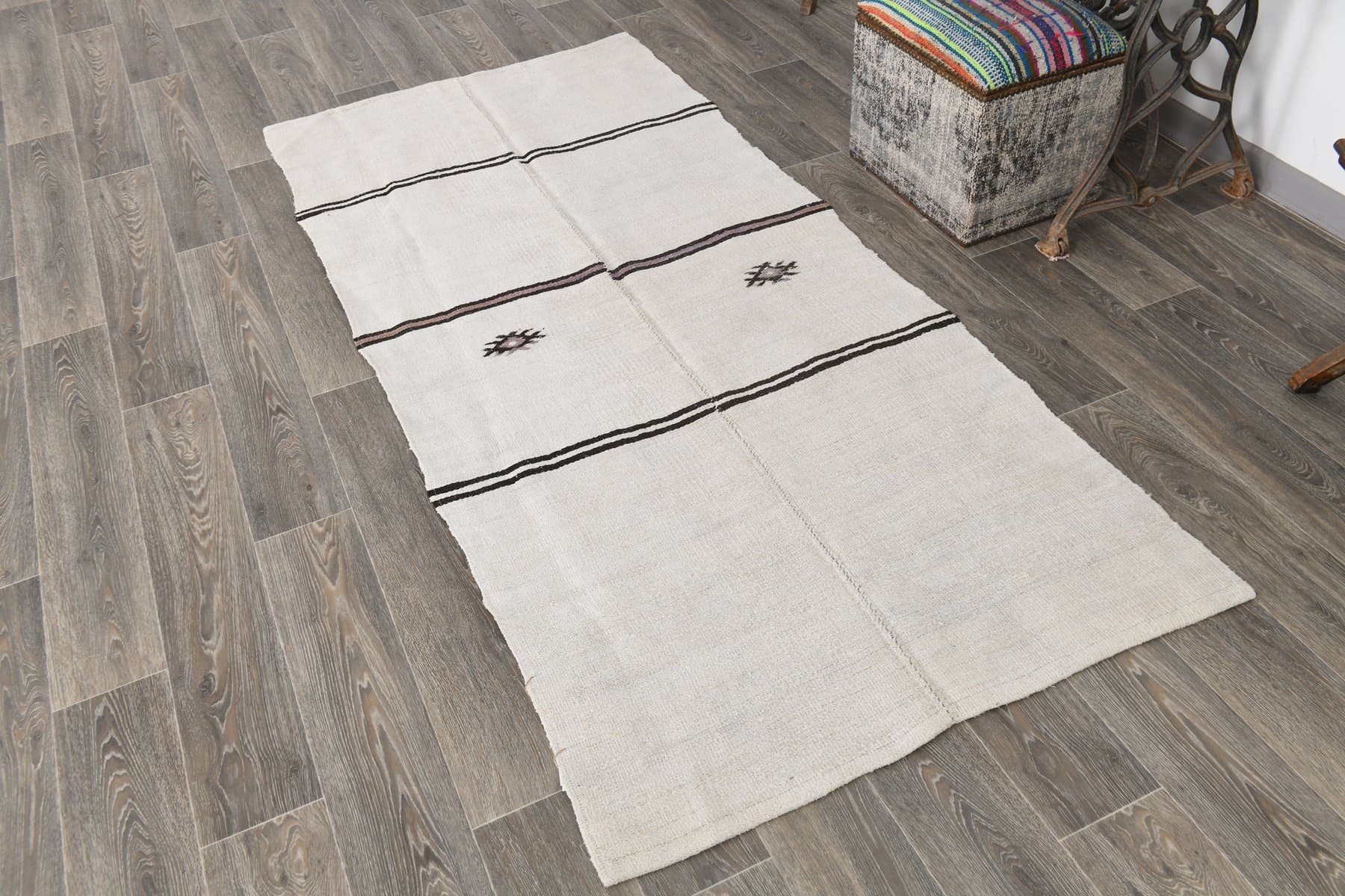 Kilim 105x235 cm, beige, hemp, 1970s - 214609