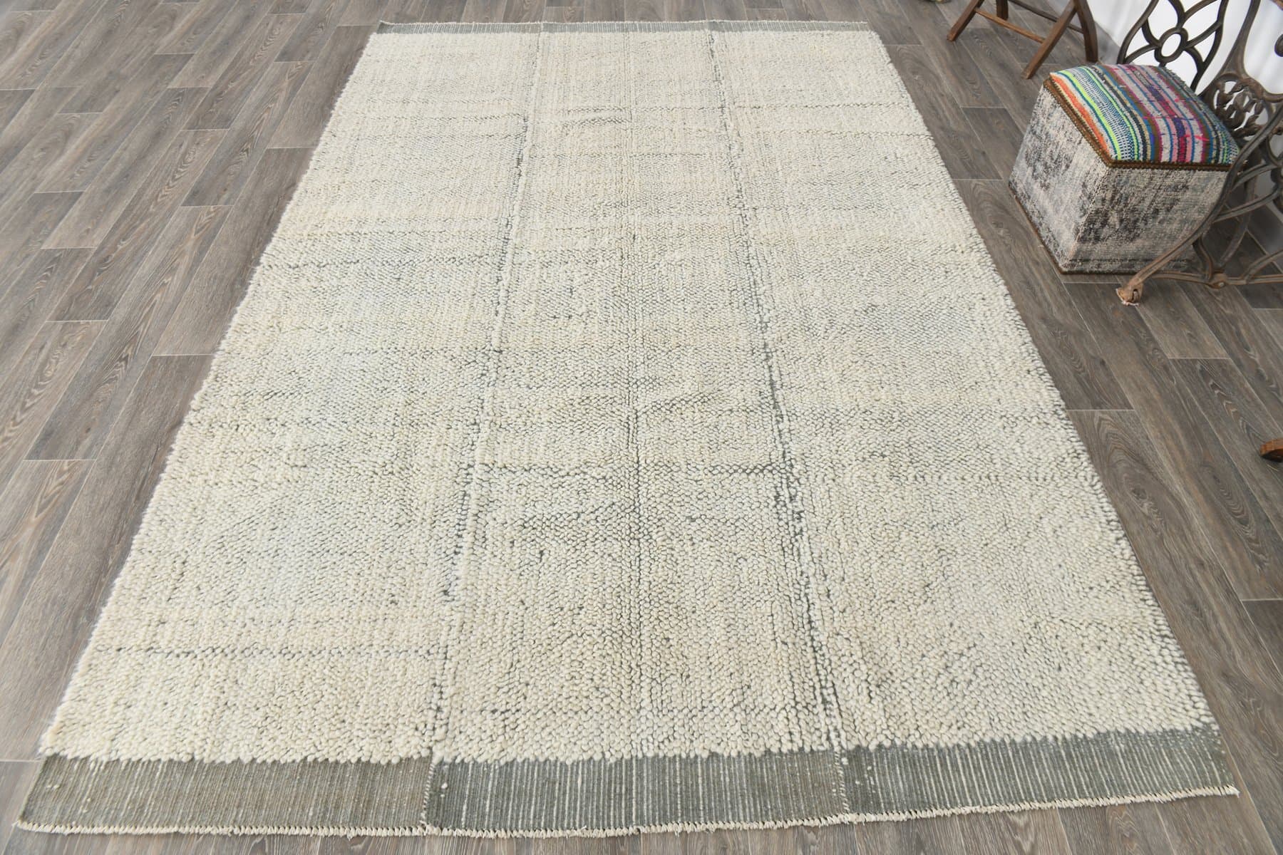 Kilim 307x197 cm, beżowy, wełna, lata 70. - 214563