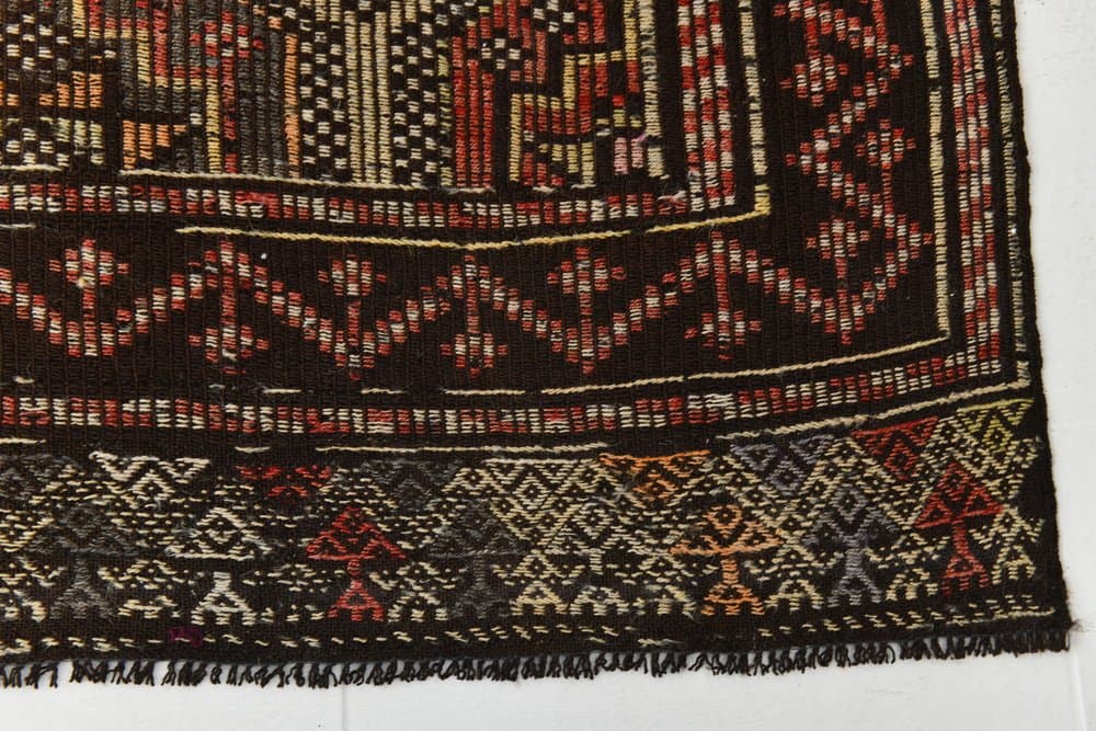 Kilim 237x159 cm, brown, wool, 1970s - 214559