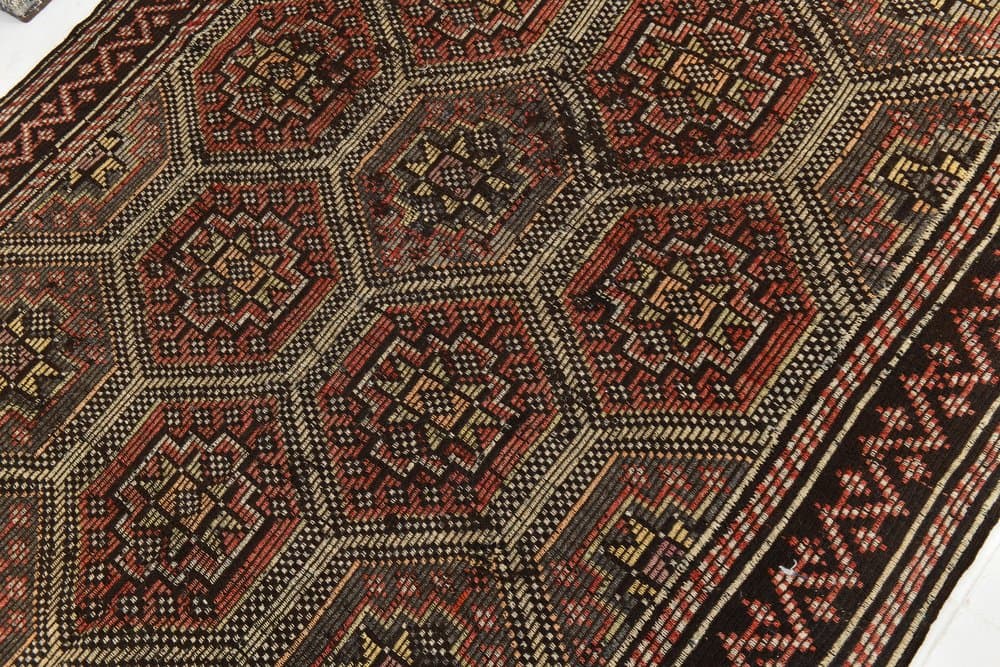 Kilim 237x159 cm, brown, wool, 1970s - 214555