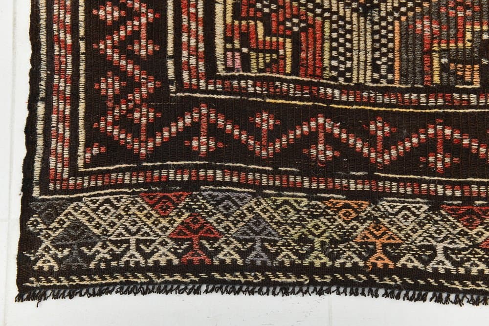 Kilim 237x159 cm, brown, wool, 1970s - 214558