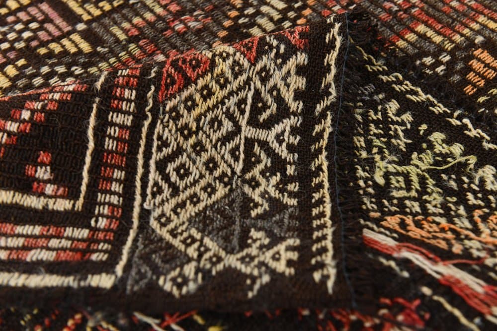 Kilim 237x159 cm, brown, wool, 1970s - 214561