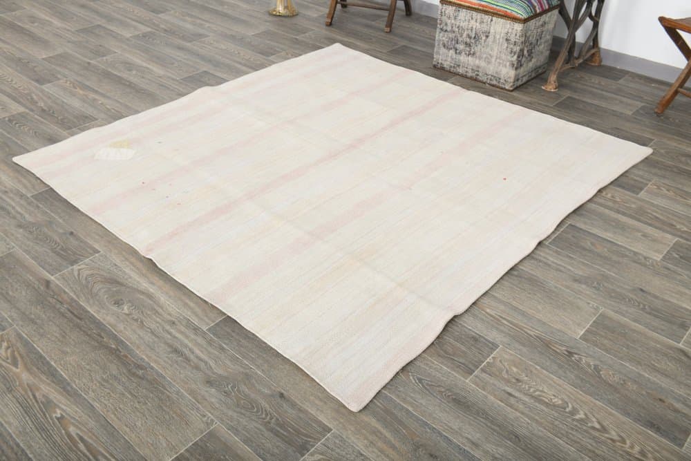 Kilim 178x183 cm, beżowy, konopie, lata 70. - 214541