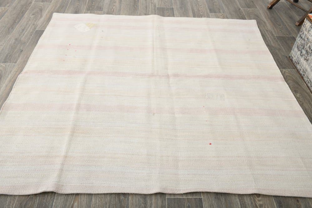 Kilim 178x183 cm, beżowy, konopie, lata 70. - 214543
