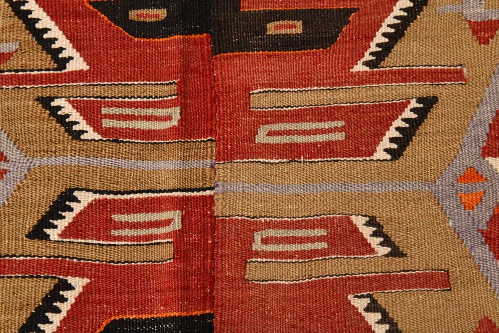 Kilim 166x334 cm, czerwony, beżowy, wełna, lata 70. - 214534