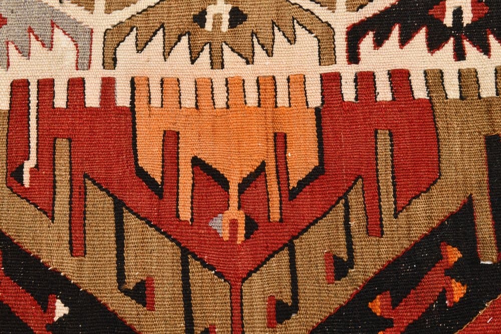 Kilim 166x334 cm, czerwony, beżowy, wełna, lata 70. - 214539