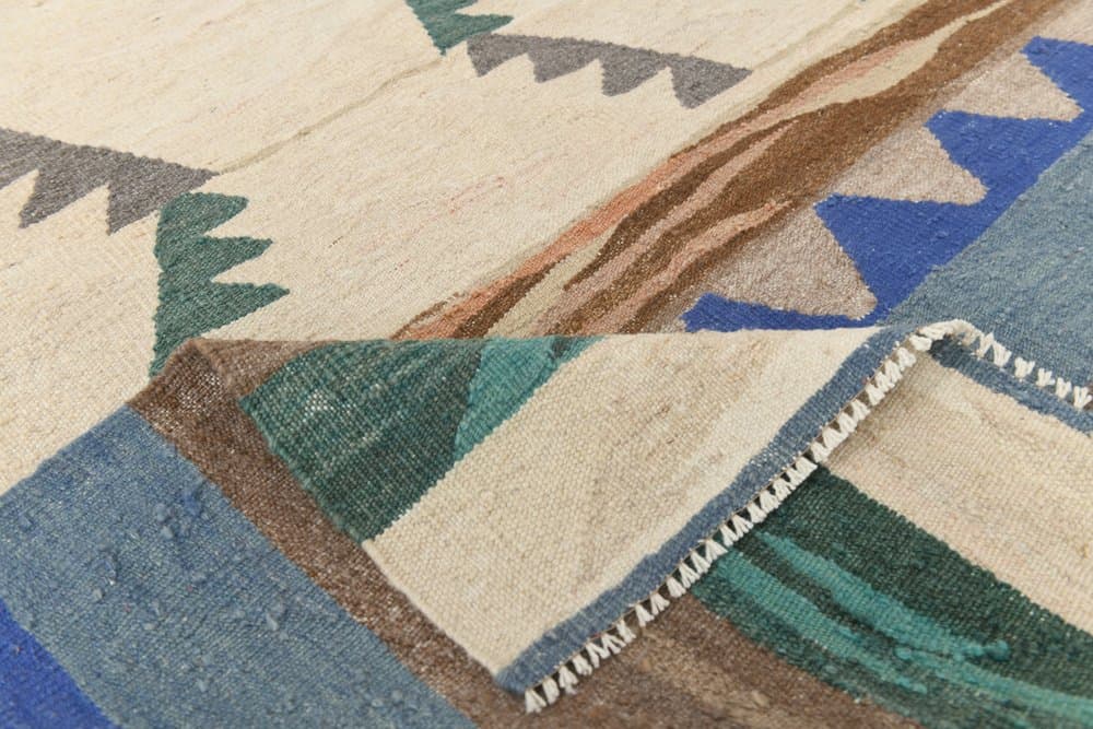 Kilim 362x280 cm, beżowy, zielony, wełna, Turcja, lata 70. - 214947