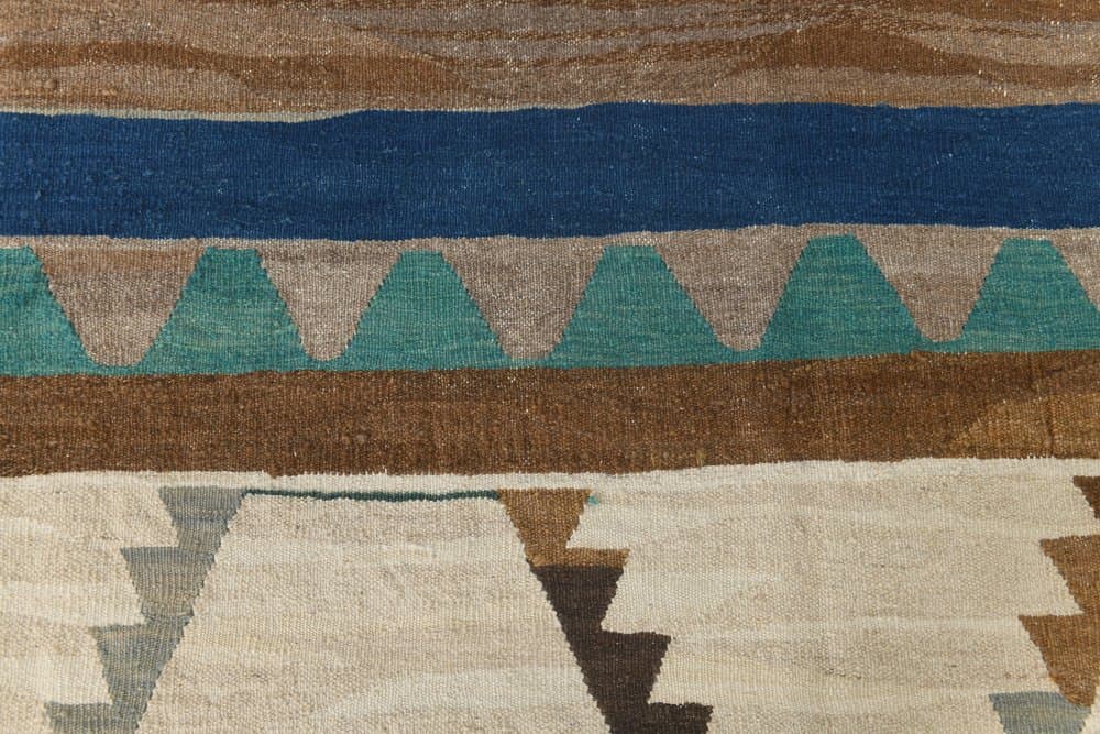 Kilim 362x280 cm, beżowy, zielony, wełna, Turcja, lata 70. - 214953