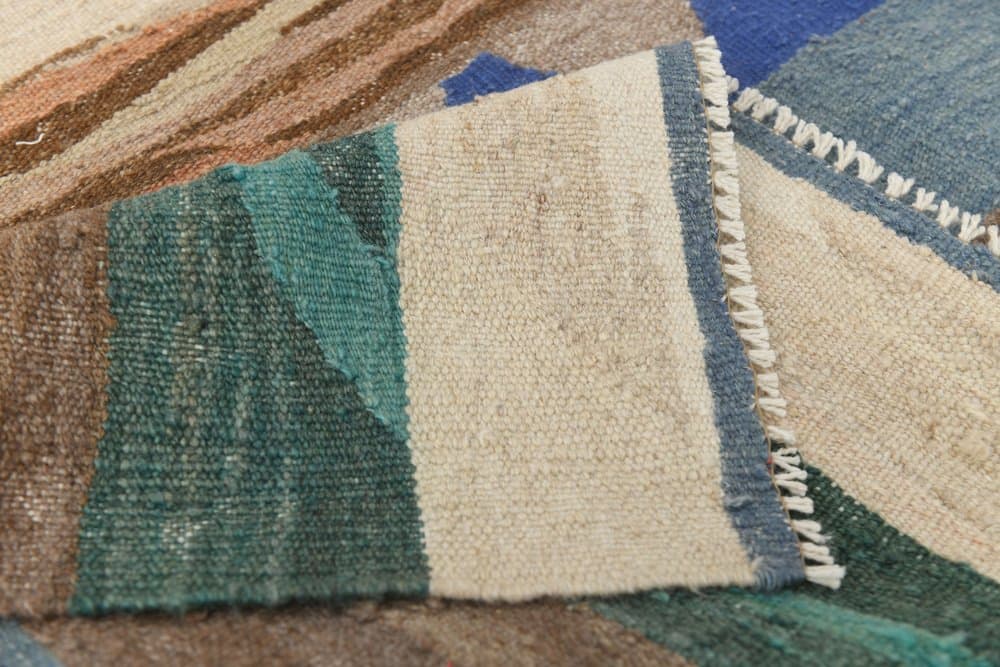 Kilim 362x280 cm, beżowy, zielony, wełna, Turcja, lata 70. - 214946