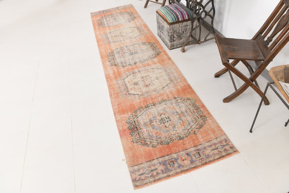 Runner 339x80 cm, orange, wool, 1960s - 214932