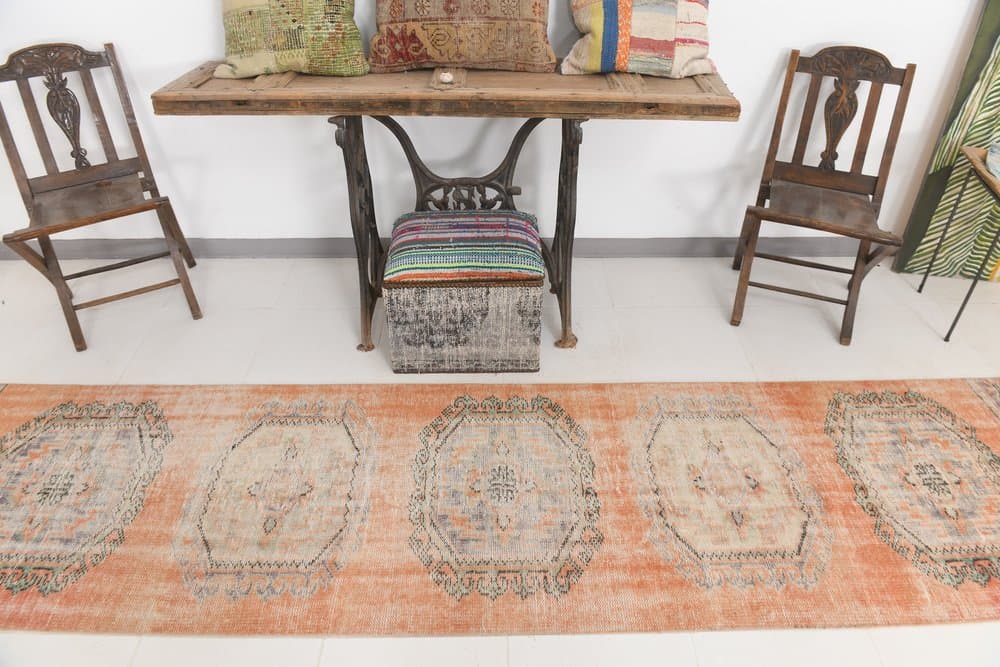 Runner 339x80 cm, orange, wool, 1960s - 214936